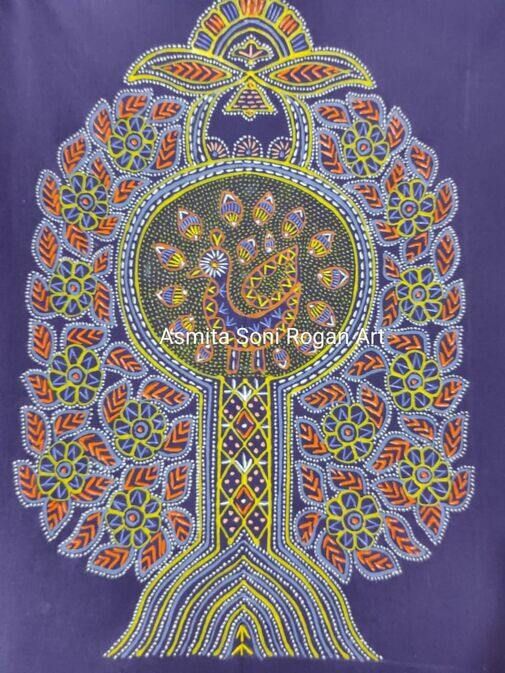 રોગાન કળા કલ્પવૃક્ષ. tree of life Rogan painting